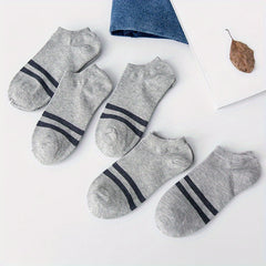 5Pairs Boys Kids Casual Striped Boat Socks Cotton Low Cut Ankle Socks