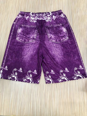 Denim & Butterfly Print Skinny Capris Leggings for Women