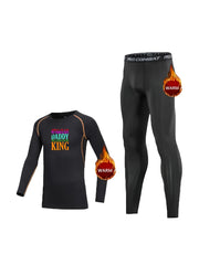 2pcs Kids Fleece Compression Sets Long Sleeve Crew Neck Matching Pants