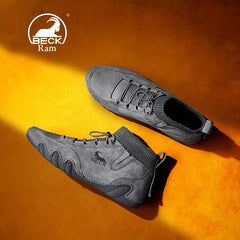 Men's No Tie Ankle High Sock Shoes Casual Walking Boots