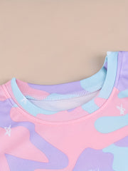2pcs Toddler Girls Camo Graphic T Shirts & Shorts Set Kids Summer Clothes