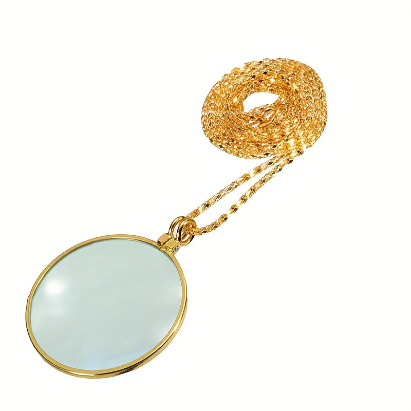 5x Magnifying Glass Necklace Pendant, 1.7in Lens, Ideal Gift