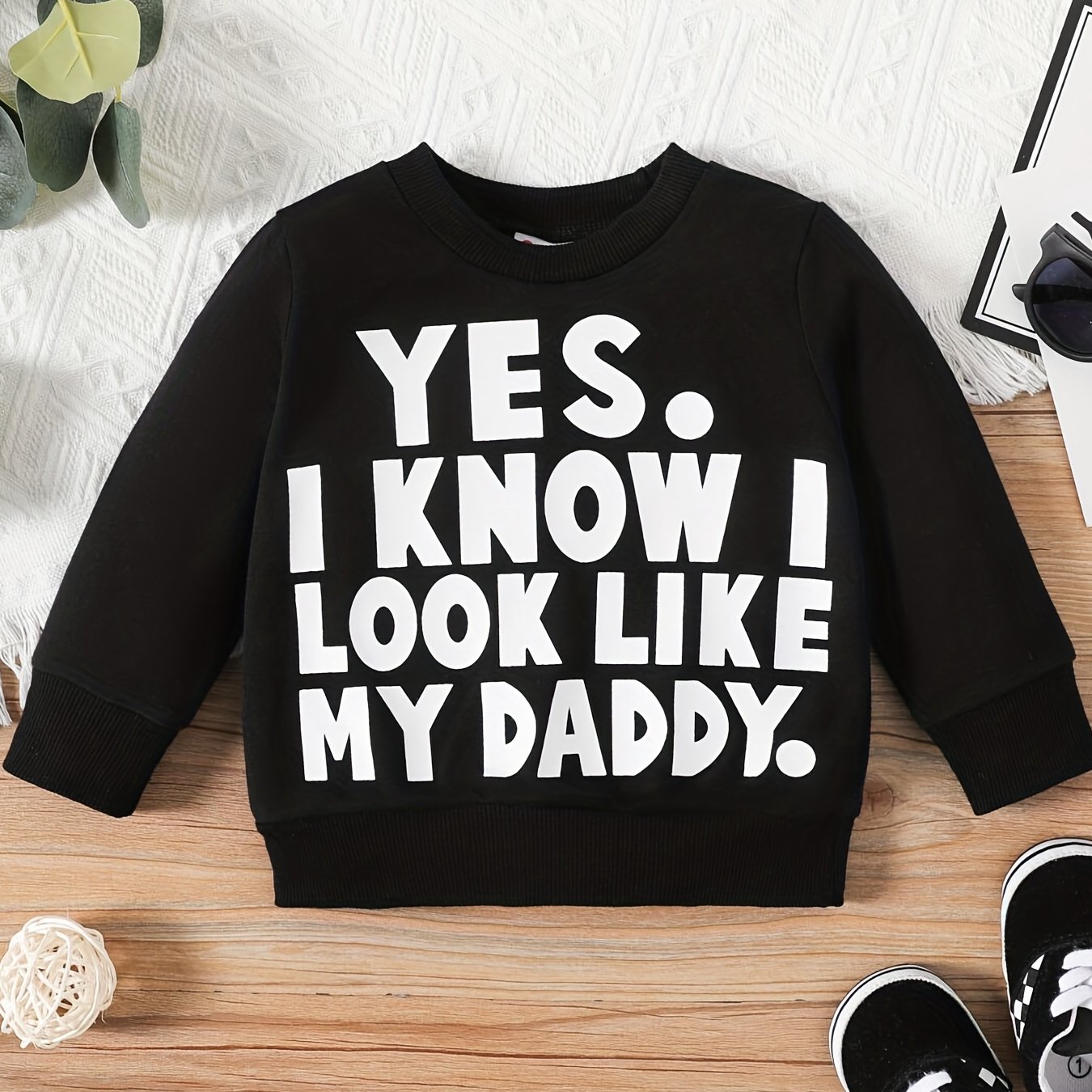 Baby Boy's Funny Print Sweater Top Crew Neck Pullover