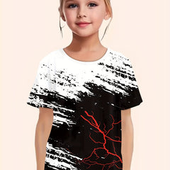 Girls Creative Pattern Short Sleeve T shirt Summer Sports