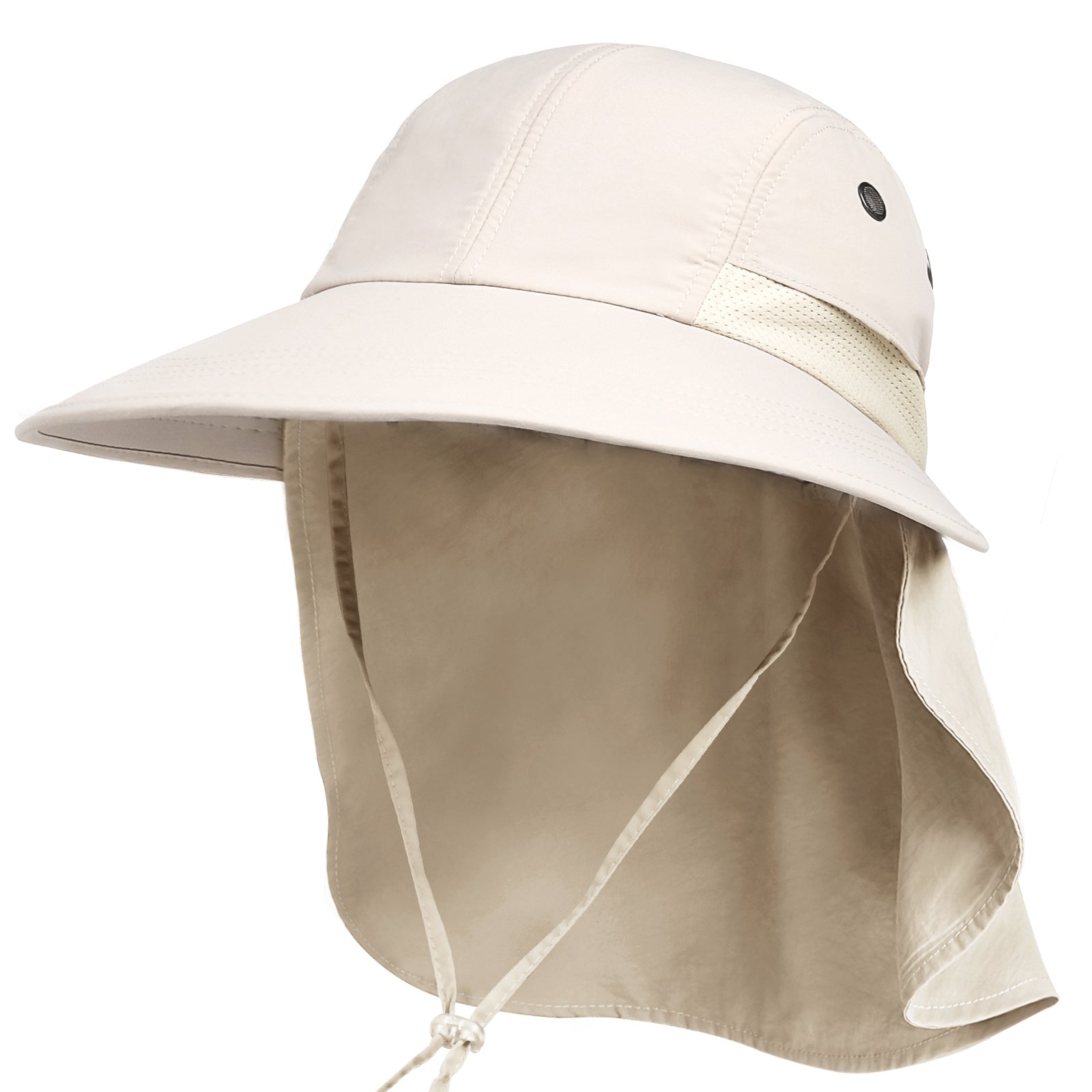 UPF 50 Wide Brim Hat w/ Neck Flap for Outdoor Activities