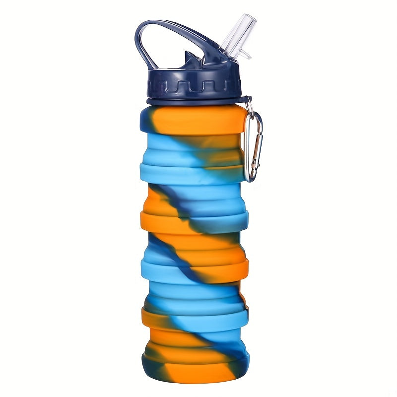 Collapsible Water Bottle w/ Straw 500ml Leakproof Travel Cup