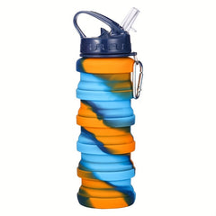 Collapsible Water Bottle w/ Straw 500ml Leakproof Travel Cup