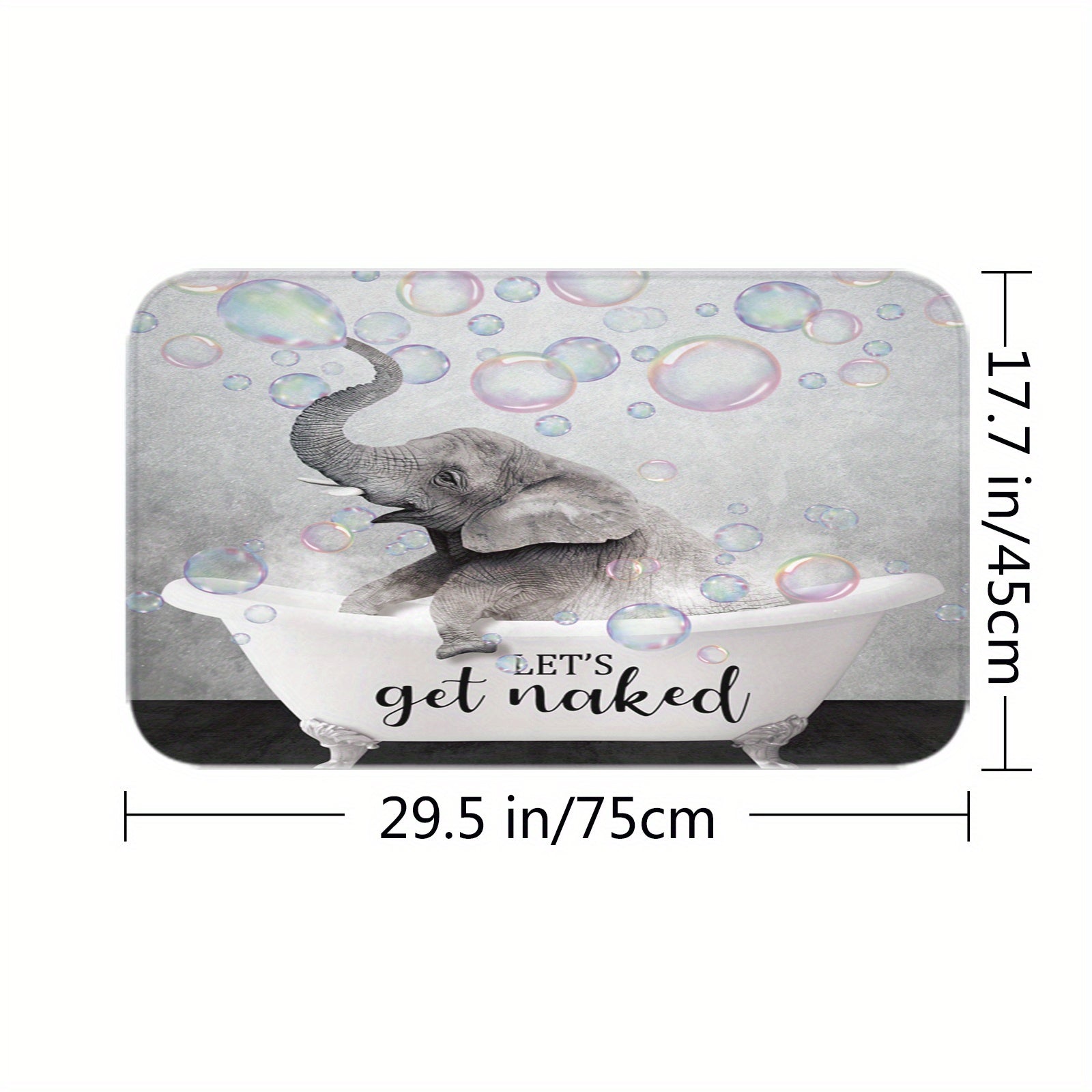 Waterproof Elephant Shower Curtain Set with Memory Foam Mat and Non Slip Rug