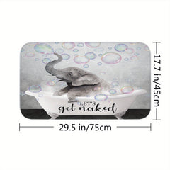Waterproof Elephant Shower Curtain Set with Memory Foam Mat and Non Slip Rug