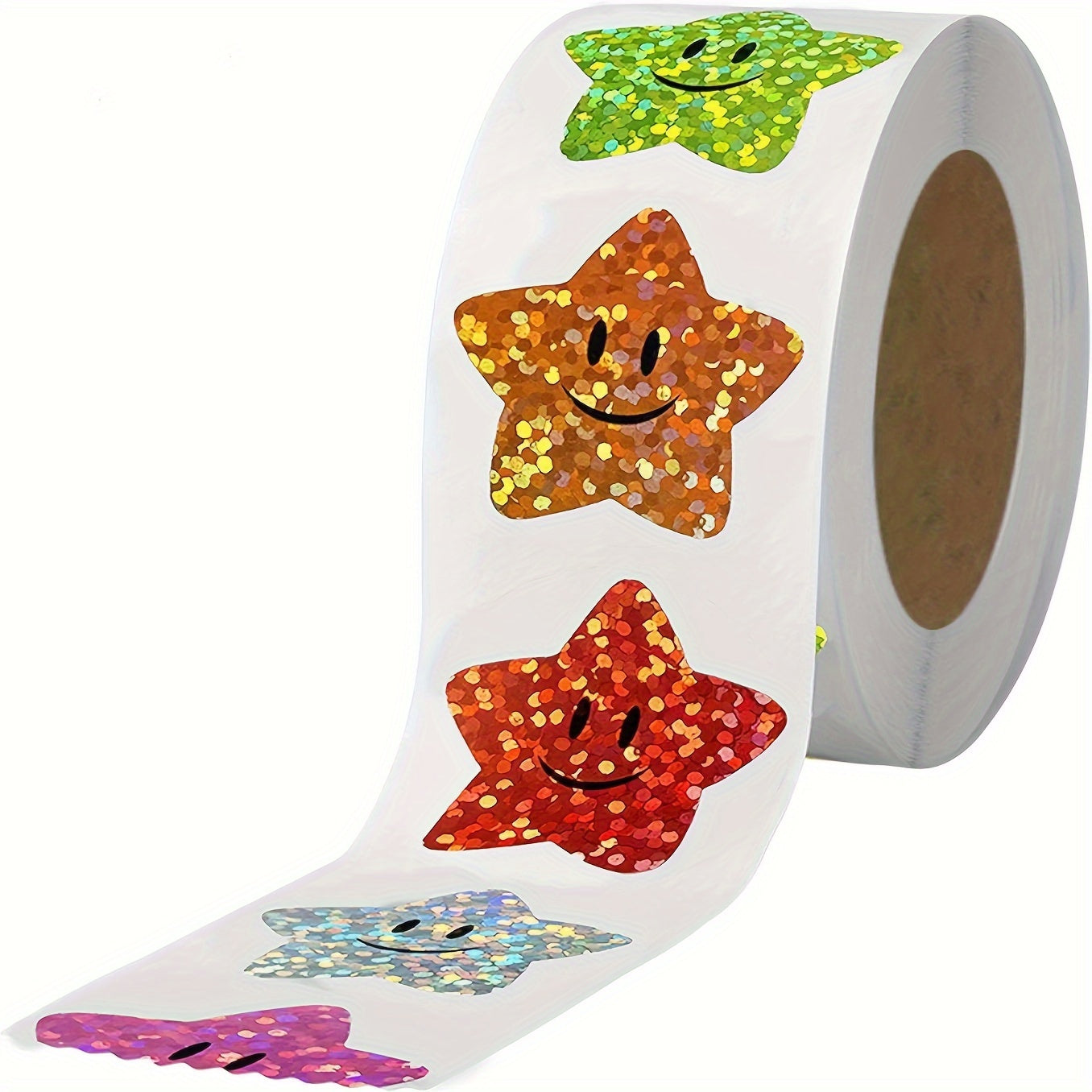 500pcs Rainbow Laser Star Stickers Roll Thank You Commercial Decoration