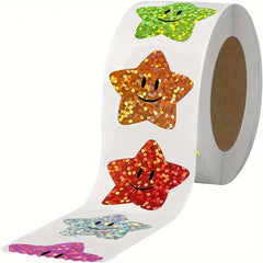 500pcs Rainbow Laser Star Stickers Roll Thank You Commercial Decoration