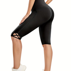 High Waist Tummy Control Mesh Pocket Bermuda Shorts