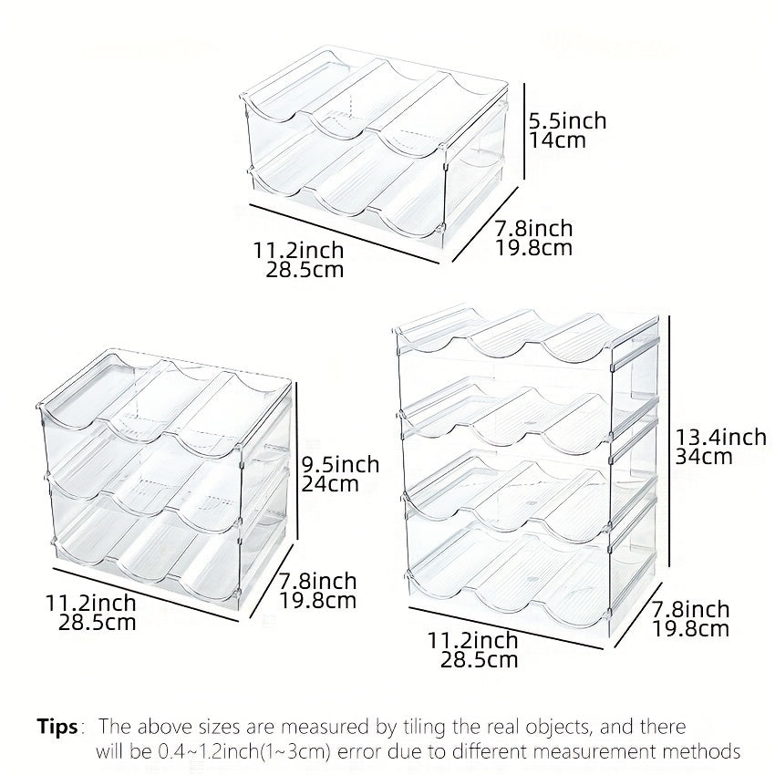 Clear Stackable Water Bottle Organizer 4 Layers Holds 12 Bottles