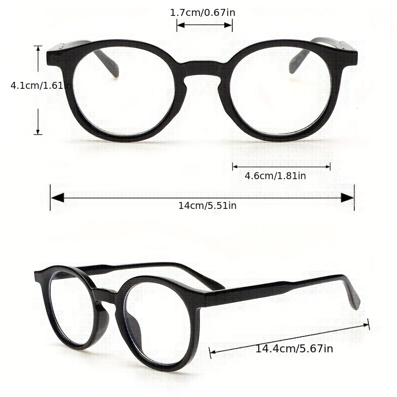 Round Frame Clear Lens Glasses Anti Light Stylish Eyewear