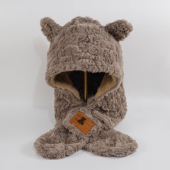 Lamb Wool Animal Ears Knitted Plush Winter Cap for Her