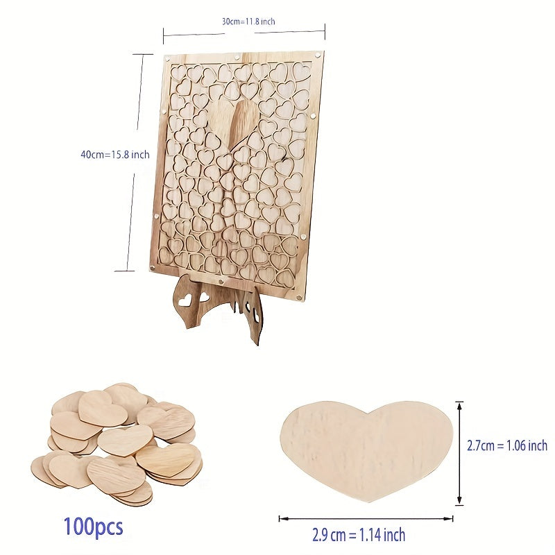 Rustic Wedding Guest Book with 100 Wood Hearts
