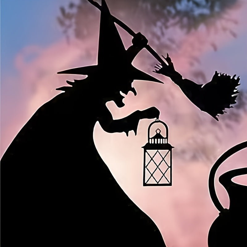 Halloween Garden Witch Cat Silhouette Pile Statue