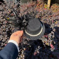 Feather Headdress Small Top Hat Mesh Hair Clip Hair Accessories