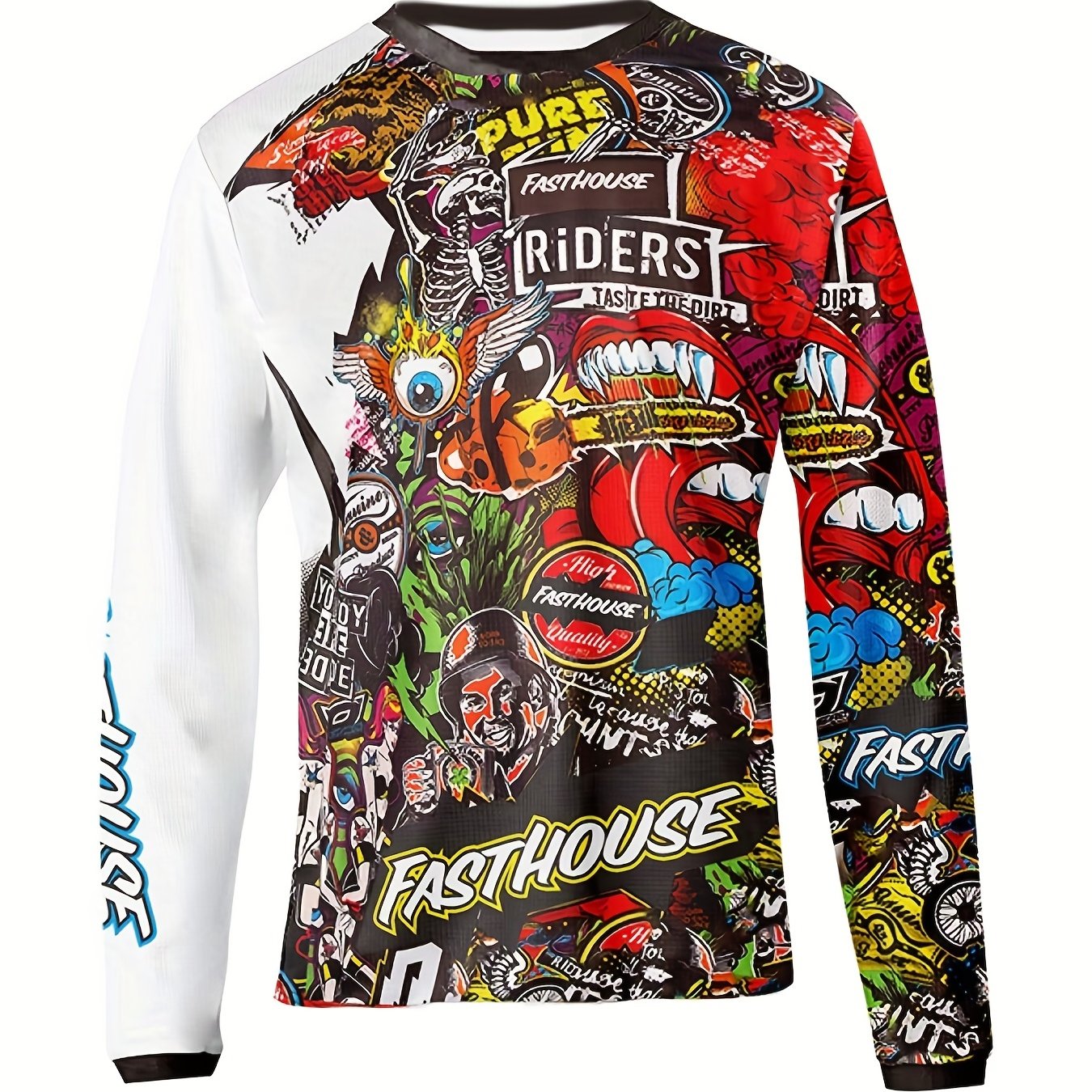 Men's Cycling Jersey with Graffiti Print Long Sleeve Shirt