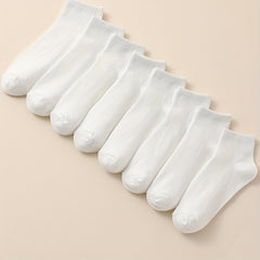 8 Pairs Solid Short Socks Breathable & Comfy Stockings
