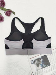 Mesh Stitching Sports Bra Comfy & Breathable Hollow Out Workout Bra
