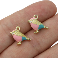 5Pcs 3D Birds Charm Pendant for Jewelry Making DIY Craft