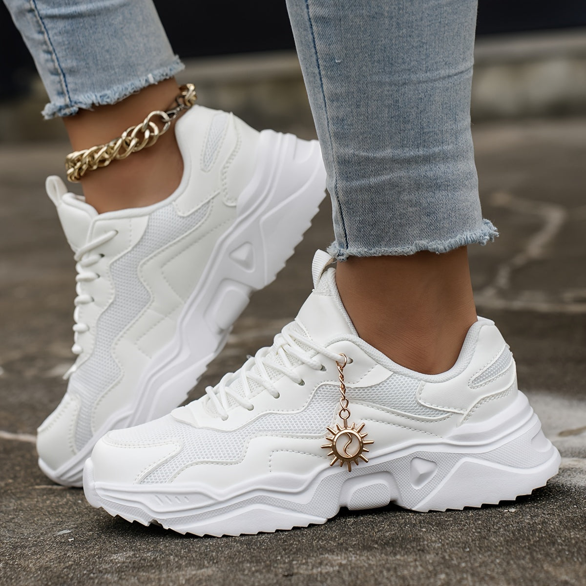 Sun Decor Chunky Sneakers Breathable Running Shoes Dad Shoes