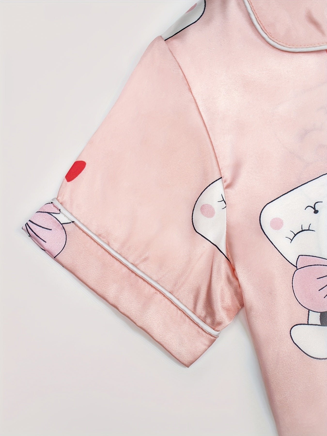 Girls Rabbit Graphic Pajama Set Short Sleeve Top & Pants Sleepwear