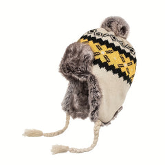 Ear Protection Plush Knited Wool Cap for Men and Women