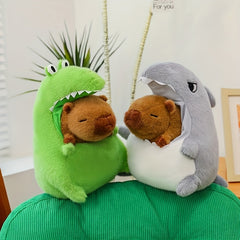 Cute Gray Shark Capybara Plush Toy Doll Soft Fabric Home Decor Gift