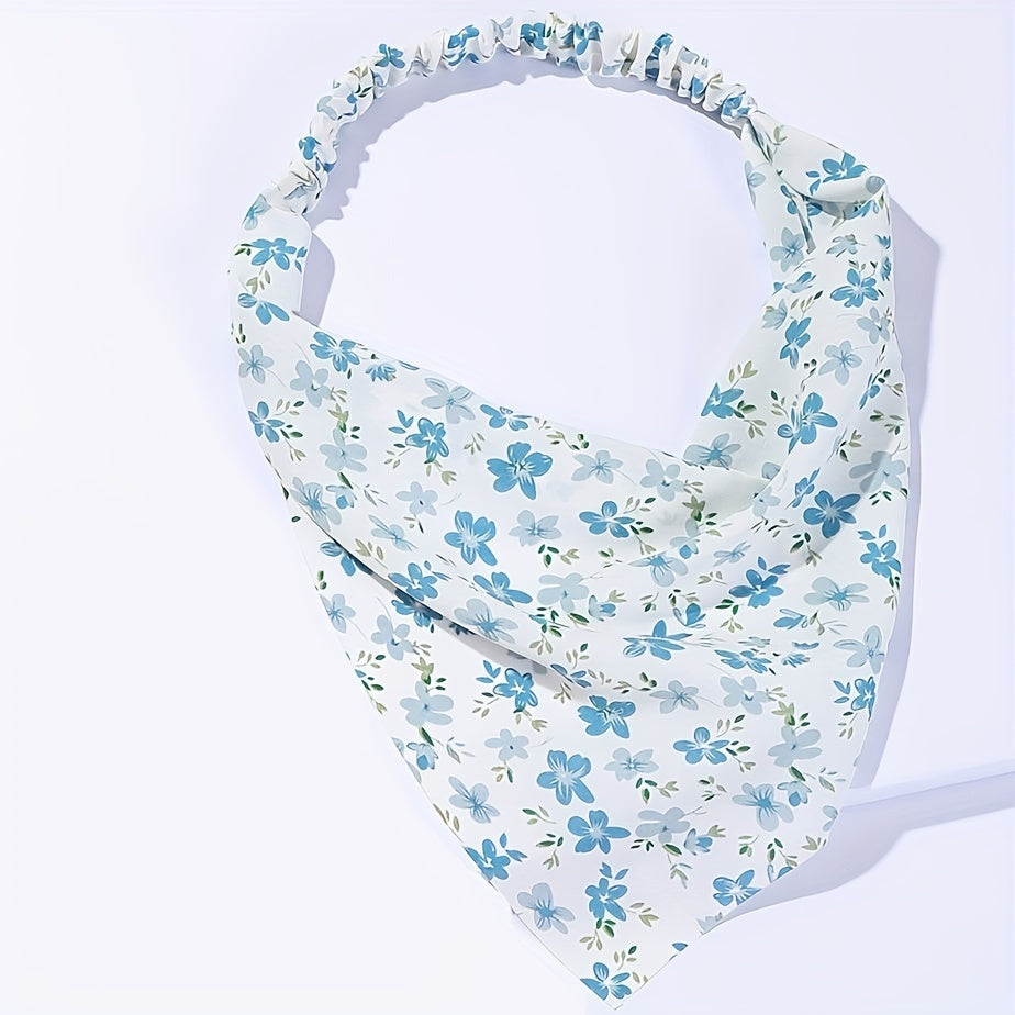 Flower Print Head Scarf Triangle Bandanas Hairband Headwrap Hair Accessories