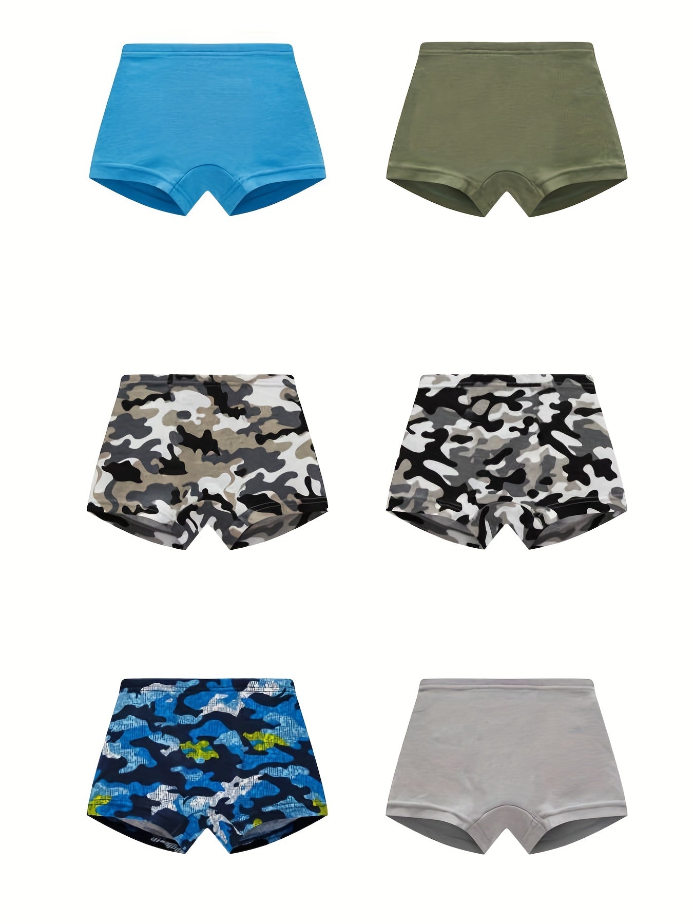 6pcs Boys Boxer Briefs Camouflage Print Soft Underwear Kids Clothes