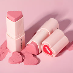 Heart Shape Blush Stick Cream Blush Beauty Pink Highly Pigmented Long Lasting