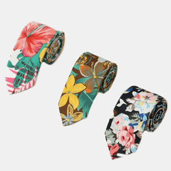 Summer College Style Funky Casual Cotton Floral Print Tie