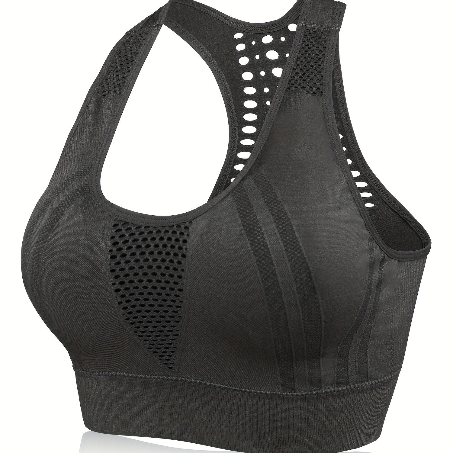 Mesh Full Cover Fitness Bra with Removable Pads