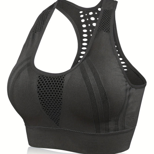 Mesh Full Cover Fitness Bra with Removable Pads