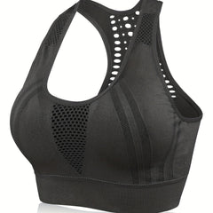 Mesh Full Cover Fitness Bra with Removable Pads