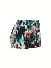 Letter & Leopard Print Skinny Shorts Casual Shorts