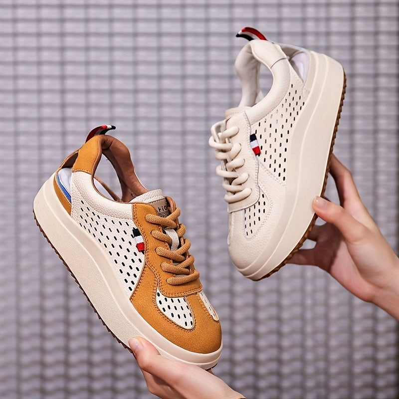 Women's Leather Hollowed Sports Sandals Flat Soles Outdoor Wear