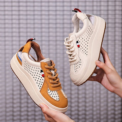 Women's Leather Hollowed Sports Sandals Flat Soles Outdoor Wear