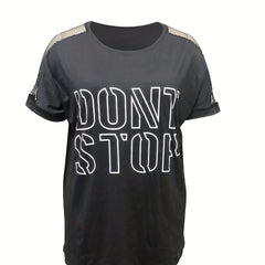 Women's Slogan Print Sports Top