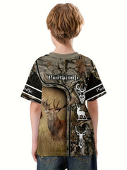 Deer 3D Print Boys T-Shirt Lightweight Short Sleeve Top Summer Kids Outfits