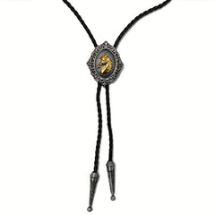 Horse Head Metal Collar Rope Necklace Vintage Western Cowboy Shirt Accessory