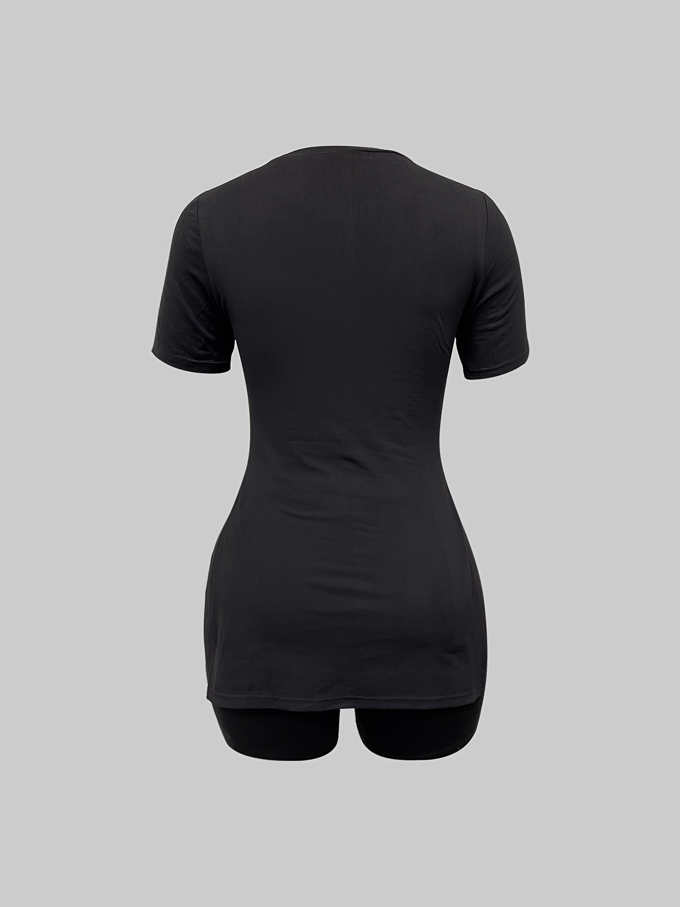 Letter Print Two piece Set Short Sleeve Casual T Shirt & Workout Shorts