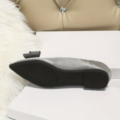 Women's Bowknot Ballet Flats Pointed Toe Satin Slip On Shoes