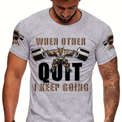 Men's Bull Weightlifting Print Sports T-Shirt for Summer
