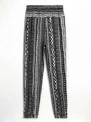 Geometric Print Elastic Waist Pants Casual Loose Pants