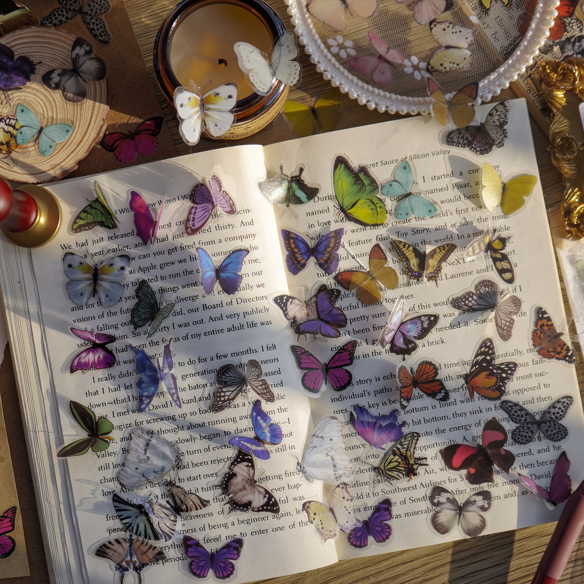 40pcs Waterproof Butterfly Stickers for DIY Journals Scrapbook
