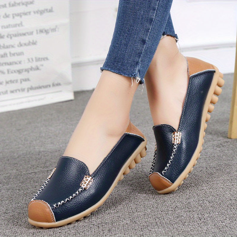 Women's Solid Flat Loafers Soft Sole Slip On Anti skid Walking Shoes