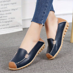 Women's Solid Flat Loafers Soft Sole Slip On Anti skid Walking Shoes